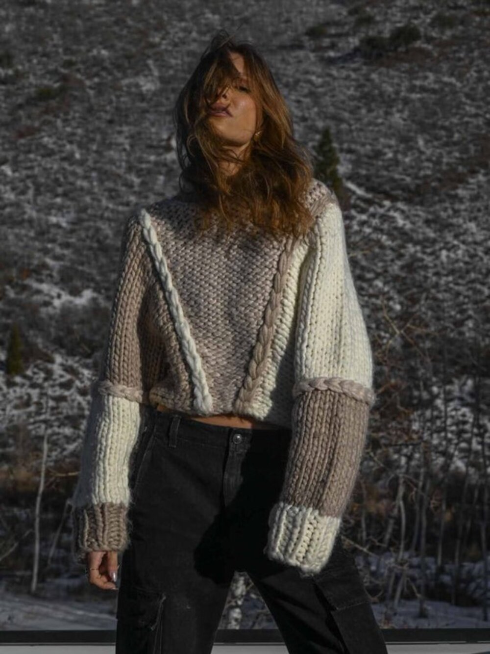 YLLW The Label Jessa Chunky Sweater - Neutral - Size S/M